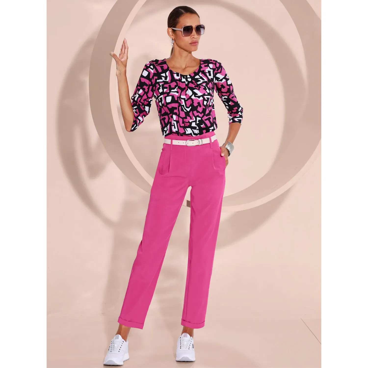 Женская блуза с принтом creation L, Fuchsia/Black
