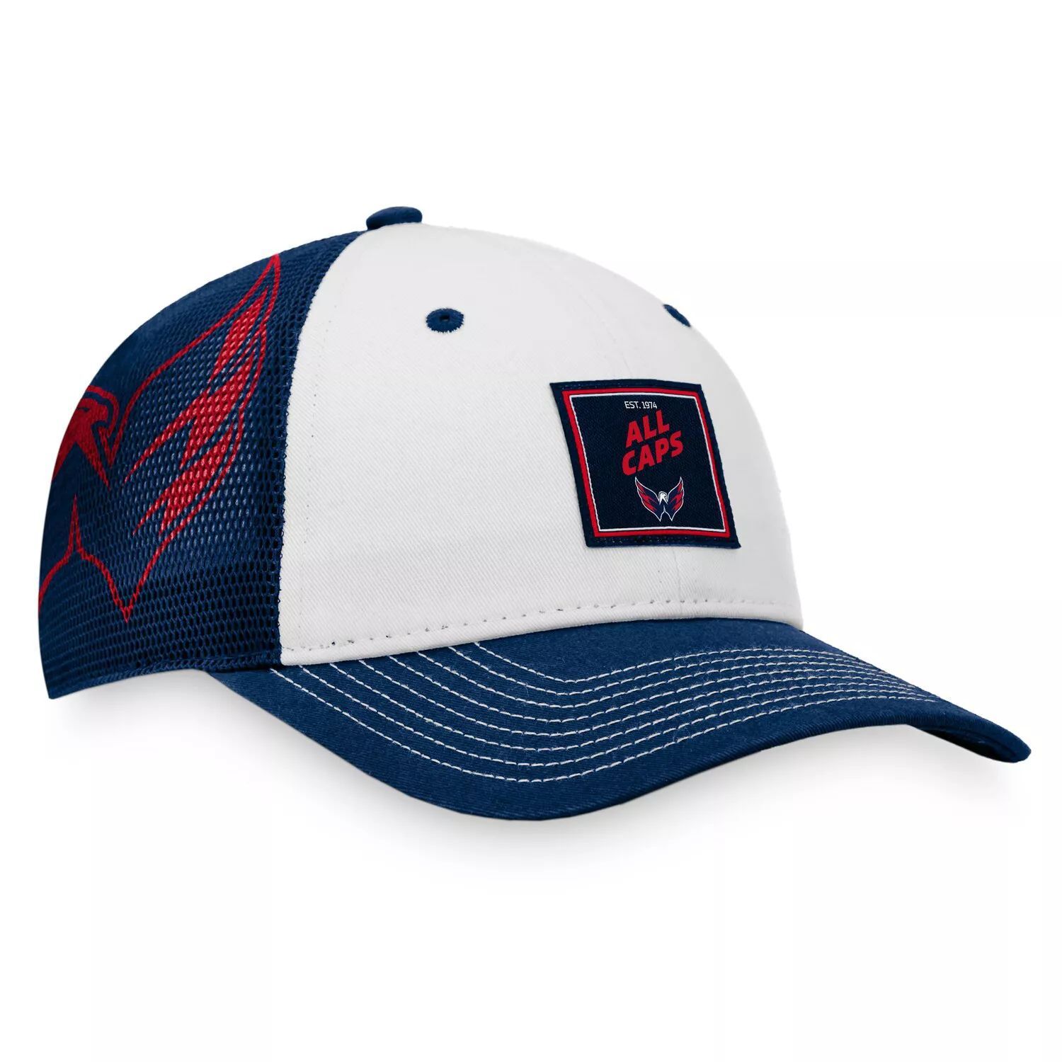 

Мужская кепка Fanatics с фирменным логотипом темно-синего/белого цвета Washington Capitals Block Party Snapback