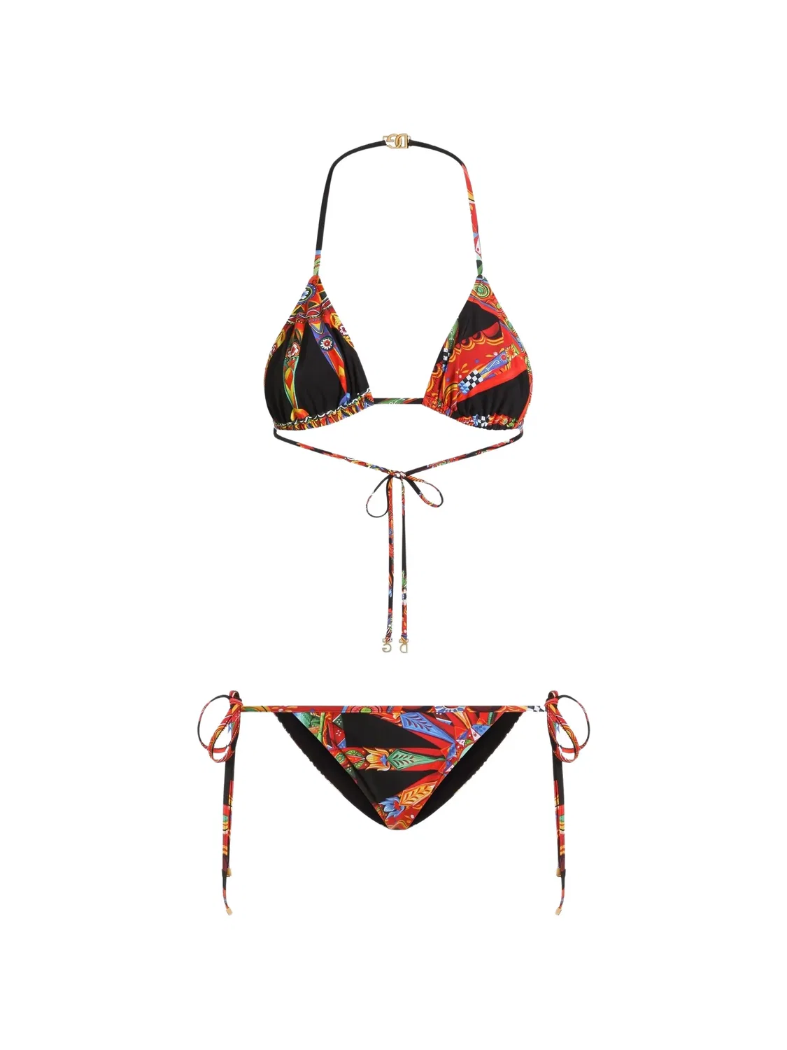 Dolce & Gabbana Треугольное бикини Carretto-print, черный