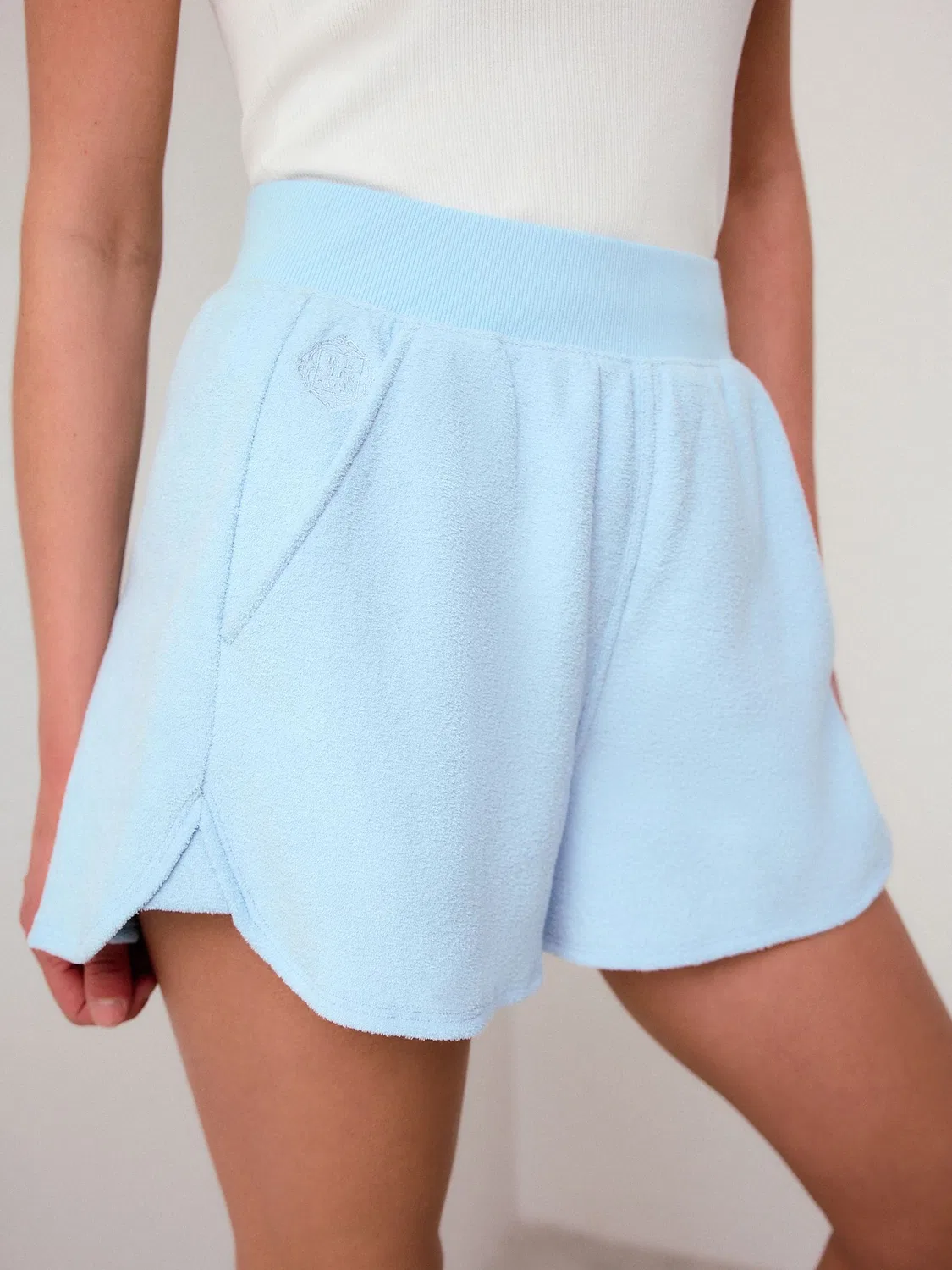 Шорты из махры с флуоресцентным принтом Light Blue Towelling Shorts Next, светло-голубой — фото 3