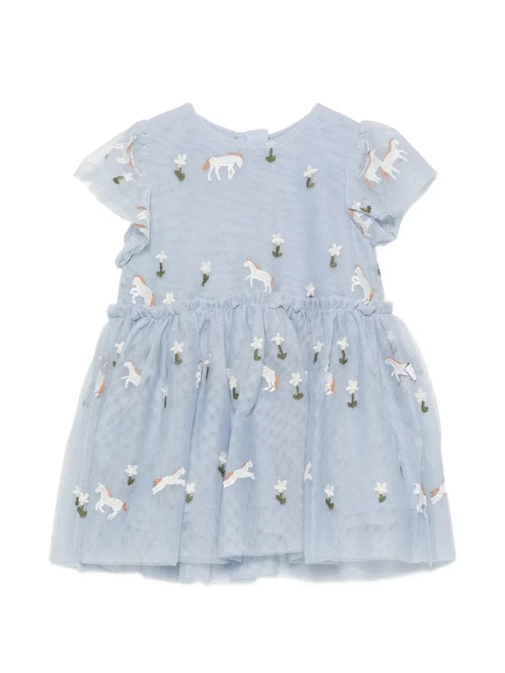 Вышитое тюлевое платье Stella McCartney Kids, синий