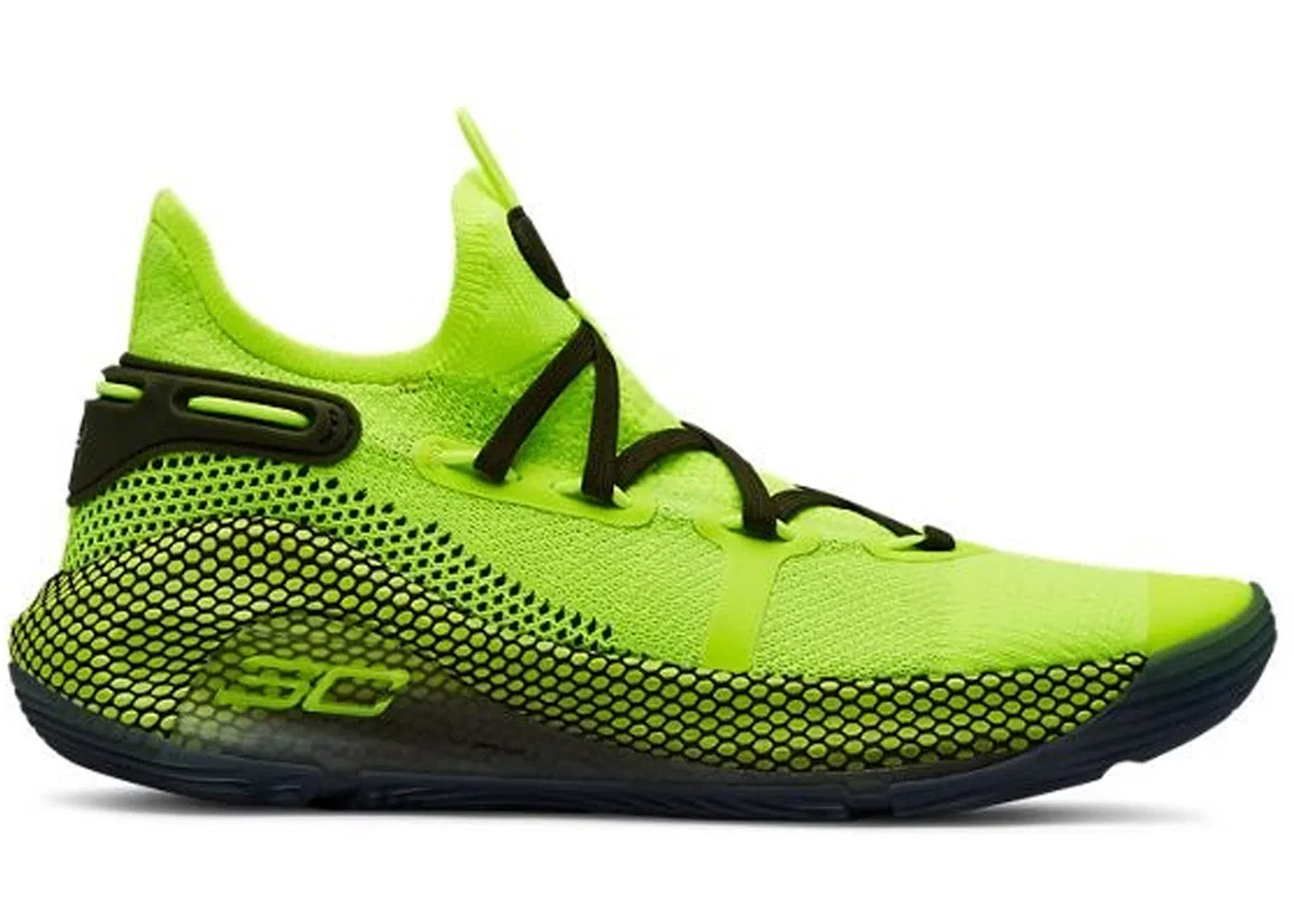 Детские кроссовки для мальчиков с шнуровкой Under Armour Curry 6 Under Armour, High Vis Yellow/High Vis Yellow-Guardian Green