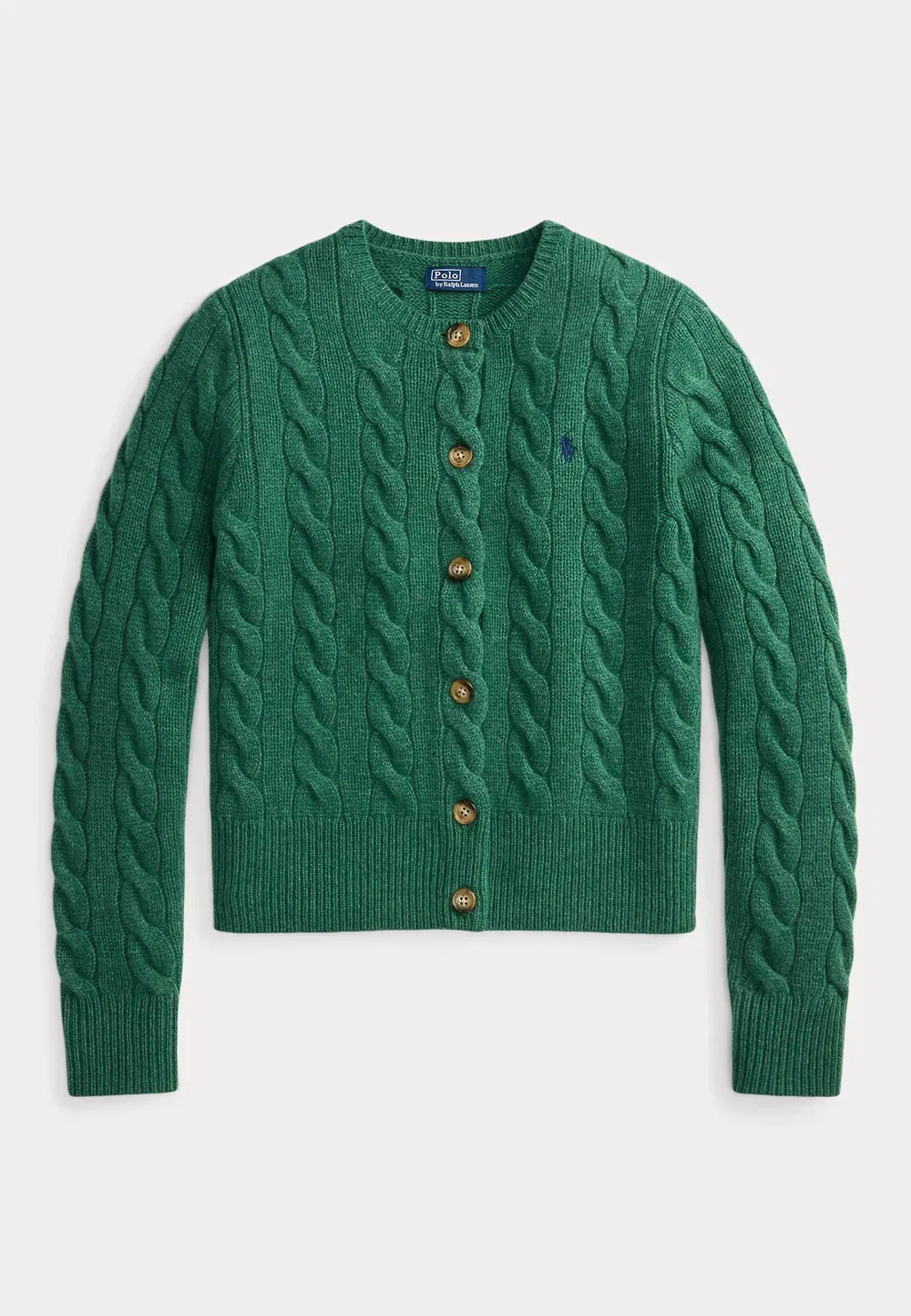 Кардиган из шерсти и кашемира с косами Polo Ralph Lauren, Clover Green Heather — фото 4