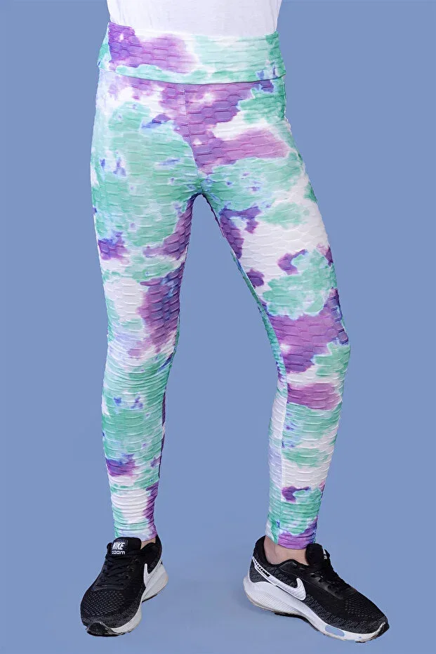 Детские леггинсы для девочек с принтом Tie Dye Patterned Toontoy, Purple — фото 3