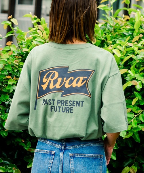 

Мужская футболка с коротким рукавом, принтом на спине и логотипом RVCA, оливковый