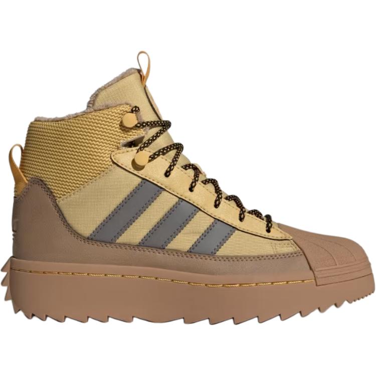Adidas Originals Детские кроссовки SUPERSTAR с высоким берцем, устойчивые к истиранию, коричневые, желтые — фото 2