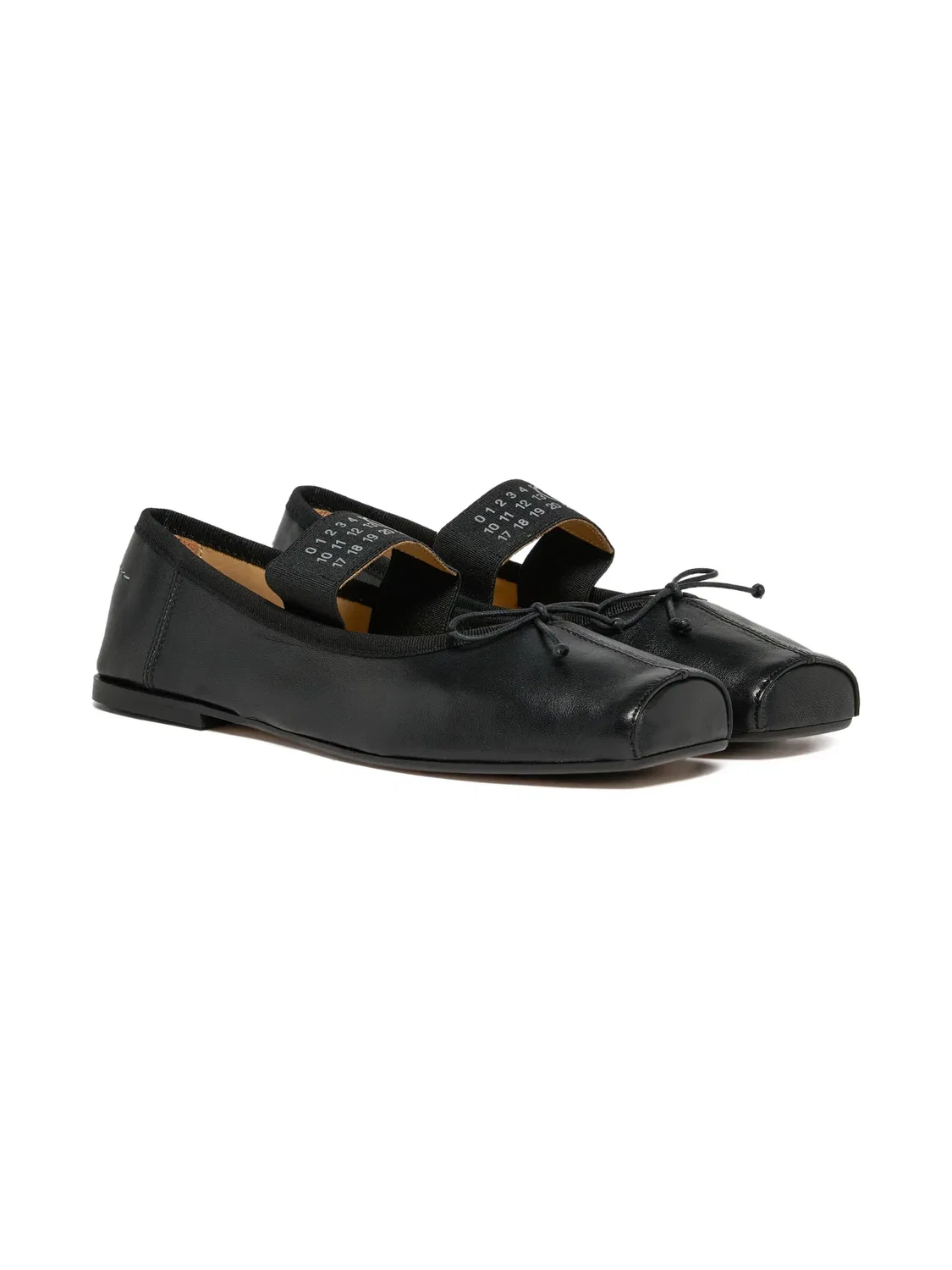 Балетки с логотипом и бантом MM6 Maison Margiela, черный