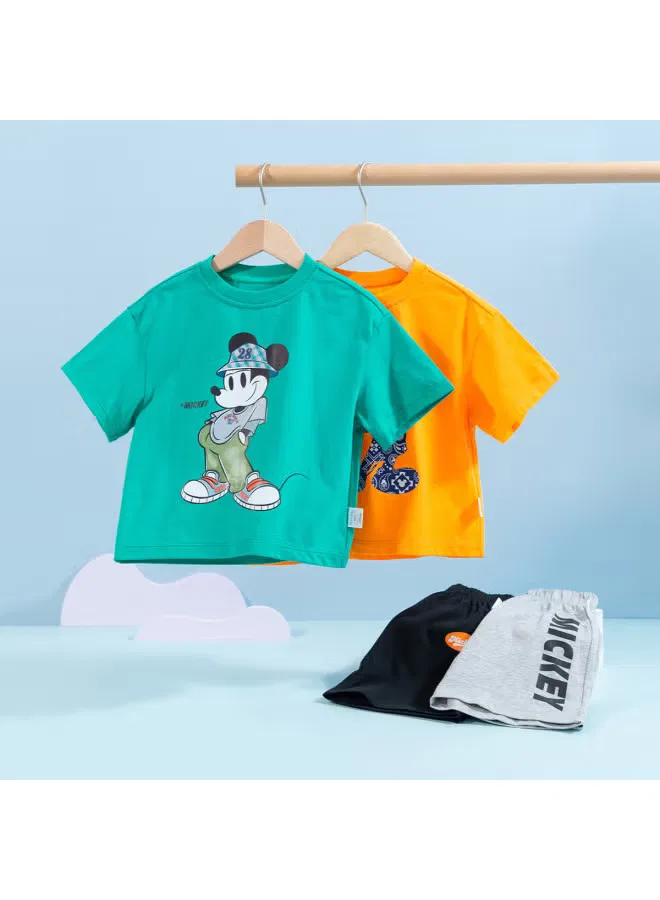 Комплект спортивной одежды для мальчиков с коротким рукавом и шортами Mickey Mouse Bornbay, зеленый — фото 4