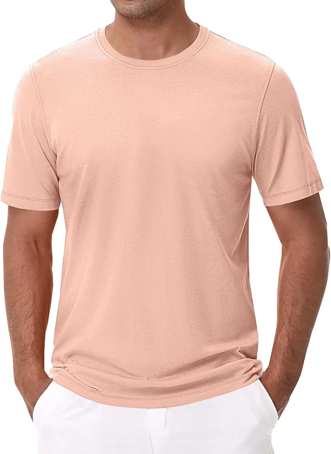 Мужская футболка с круглым вырезом из хлопка, Lightweight, A-pink