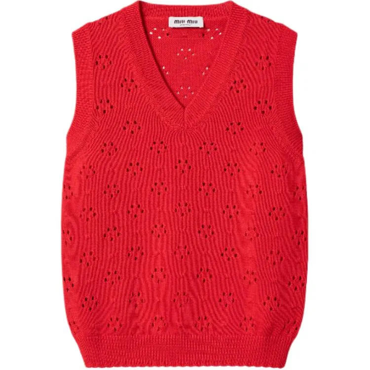 Женский жилет с V-образным вырезом, умеренный, MIU MIU, Red