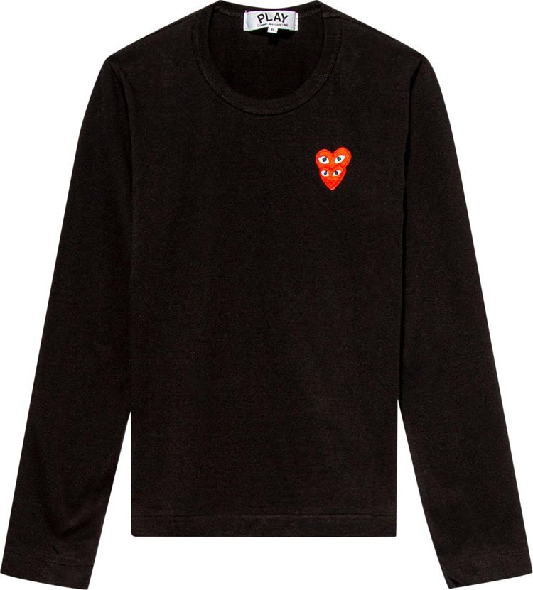 

Футболка Comme des Garçons PLAY Double Heart Long-Sleeve T-Shirt 'Black', черный