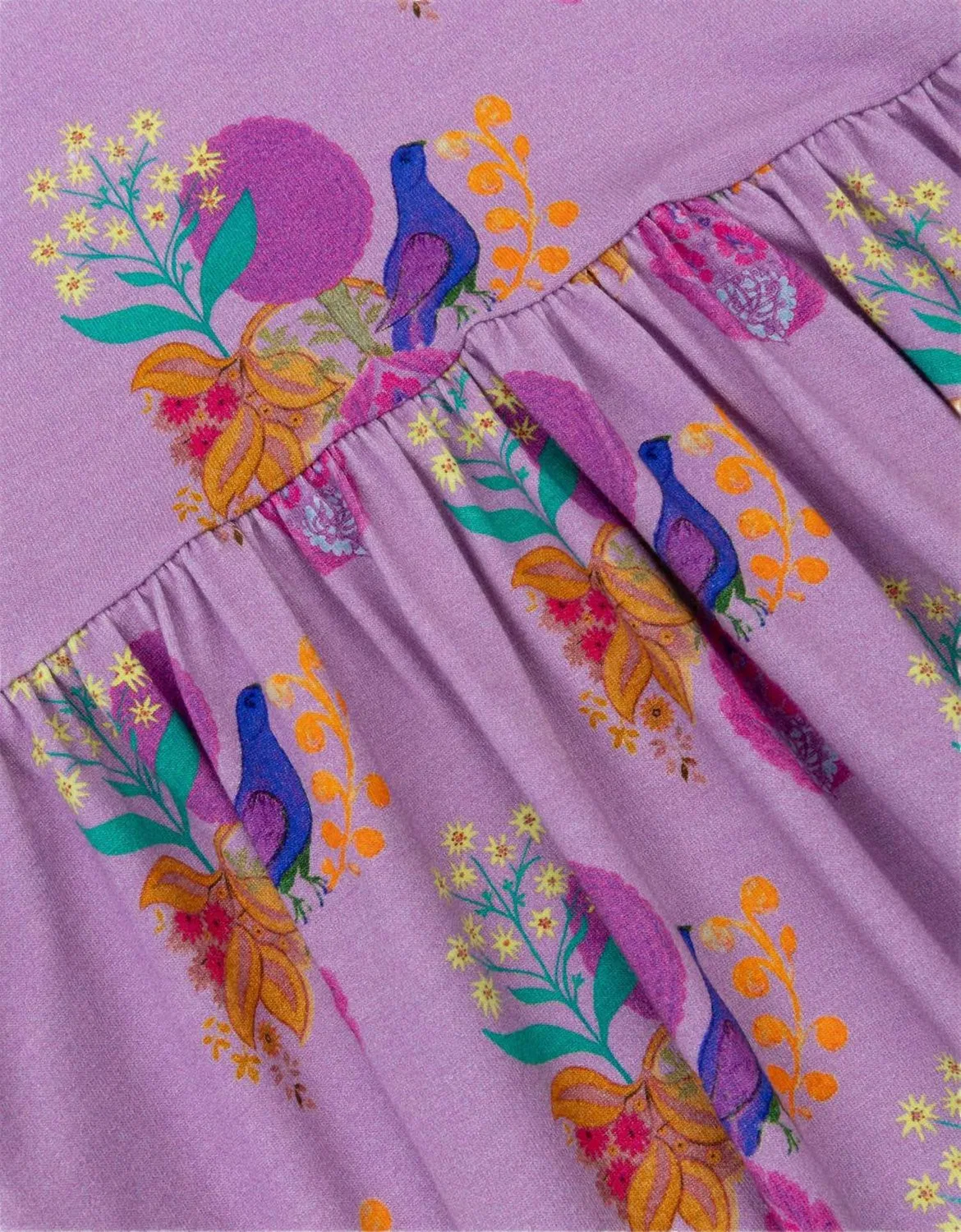 Детское платье для девочек с принтом птиц и фруктов Djerry Bird And Fruit Oilily, фиолетовый — фото 3