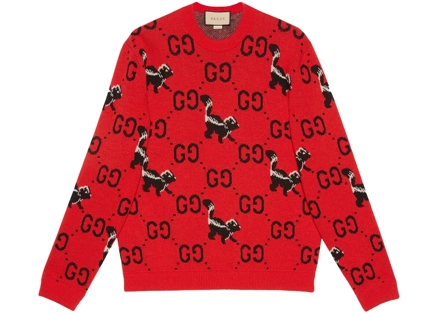 Мужской свитер с принтом GG Skunk Gucci, Red/Black