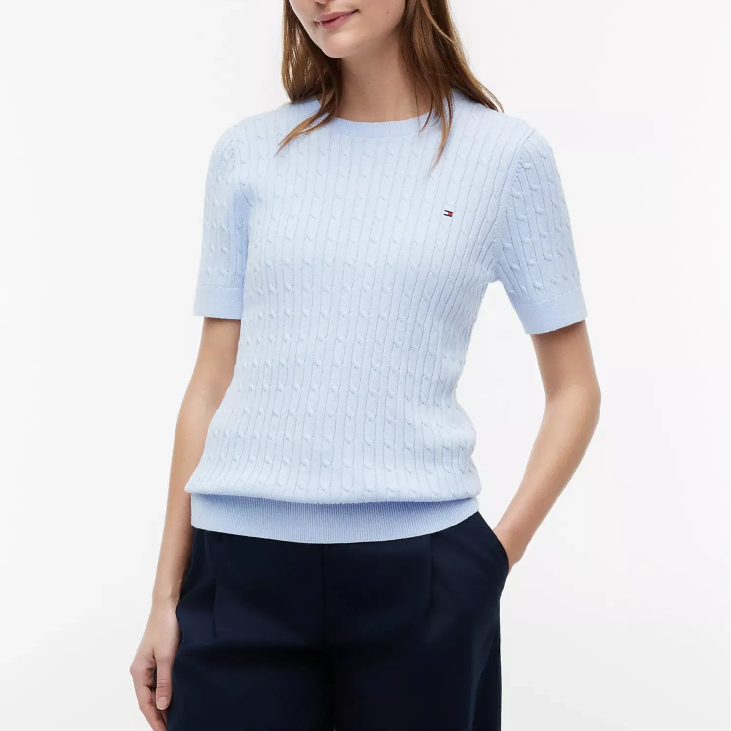 Свитер женский с круглым вырезом, Light Blue, Tommy Hilfiger — фото 4