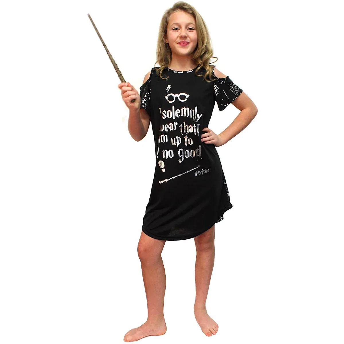 Детская ночная рубашка для девочек с принтом Harry Potter I Solemnly Swear INTIMO, Black