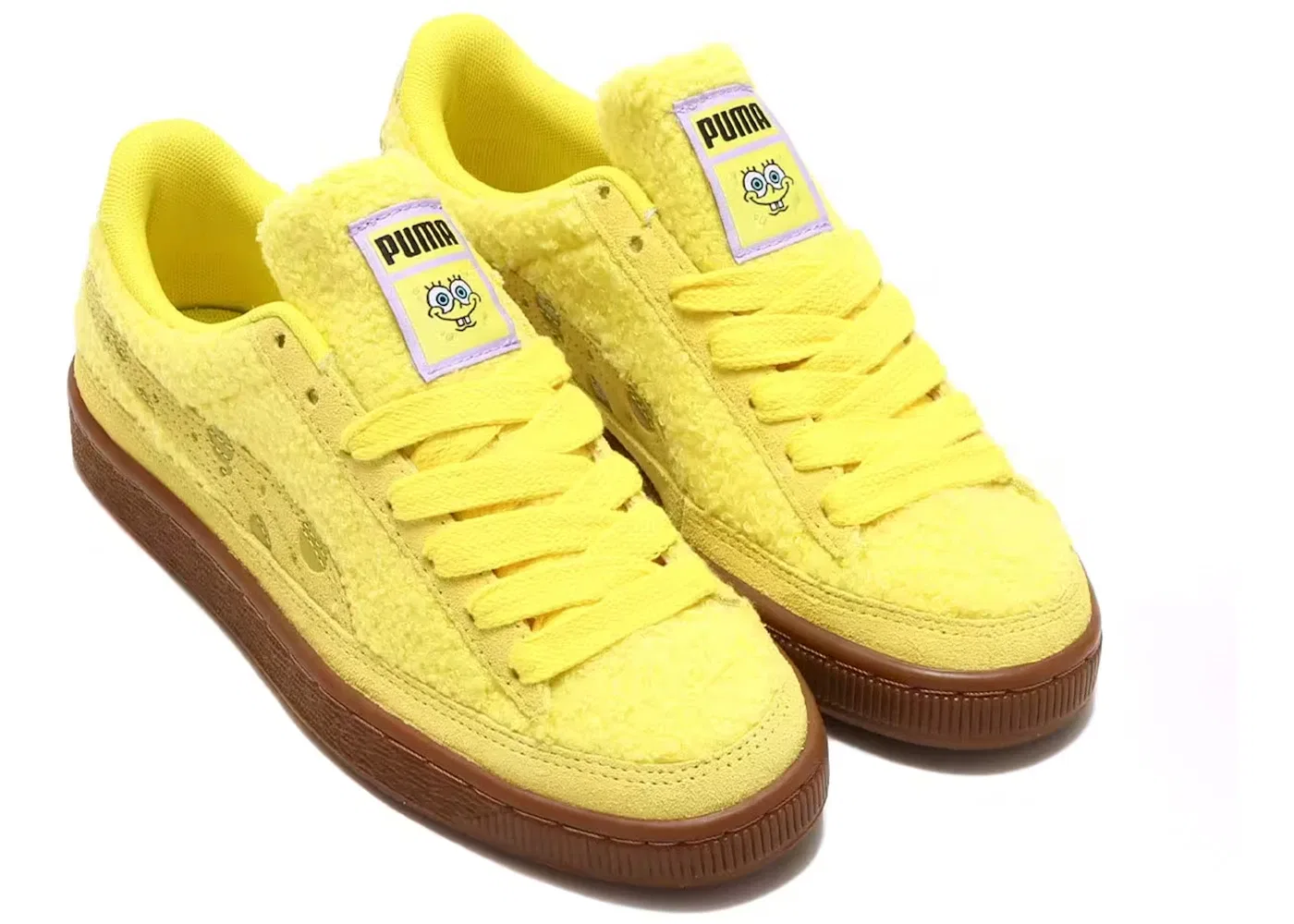 Детские кроссовки на каждый день Puma Suede Spongebob (GS) Puma, Lusent Yellow/Citronel — фото 2