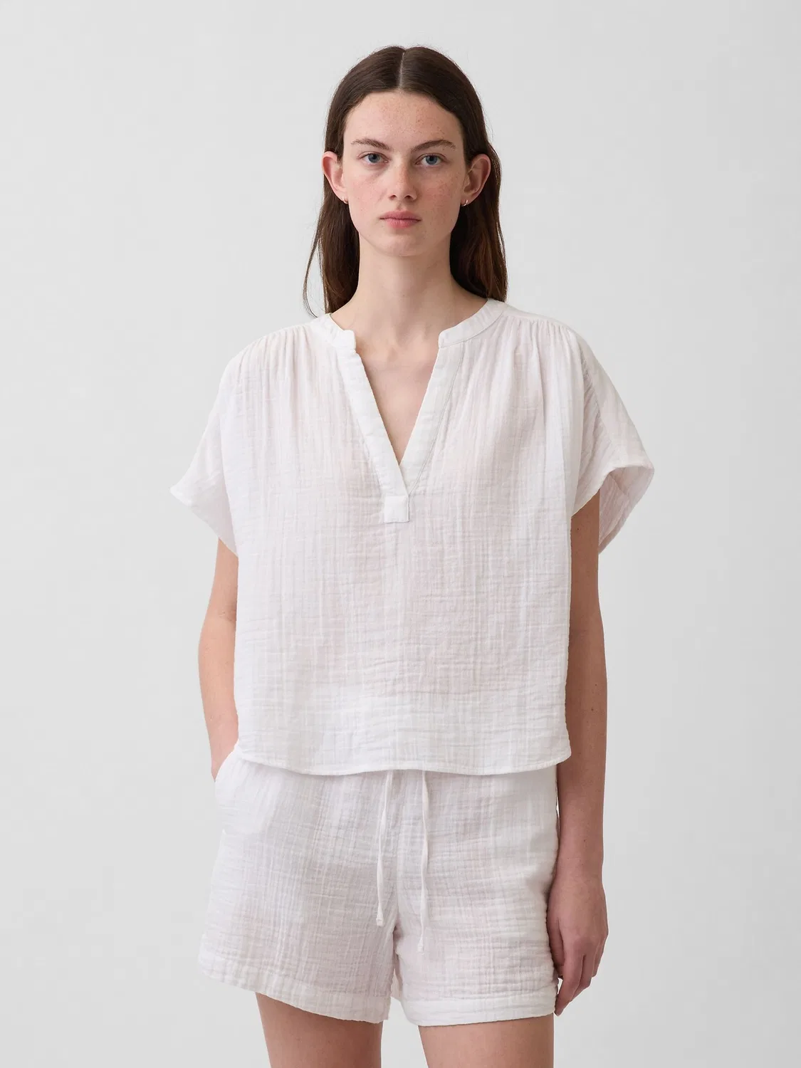 Топ Oversized Split-Neck Gap, белый