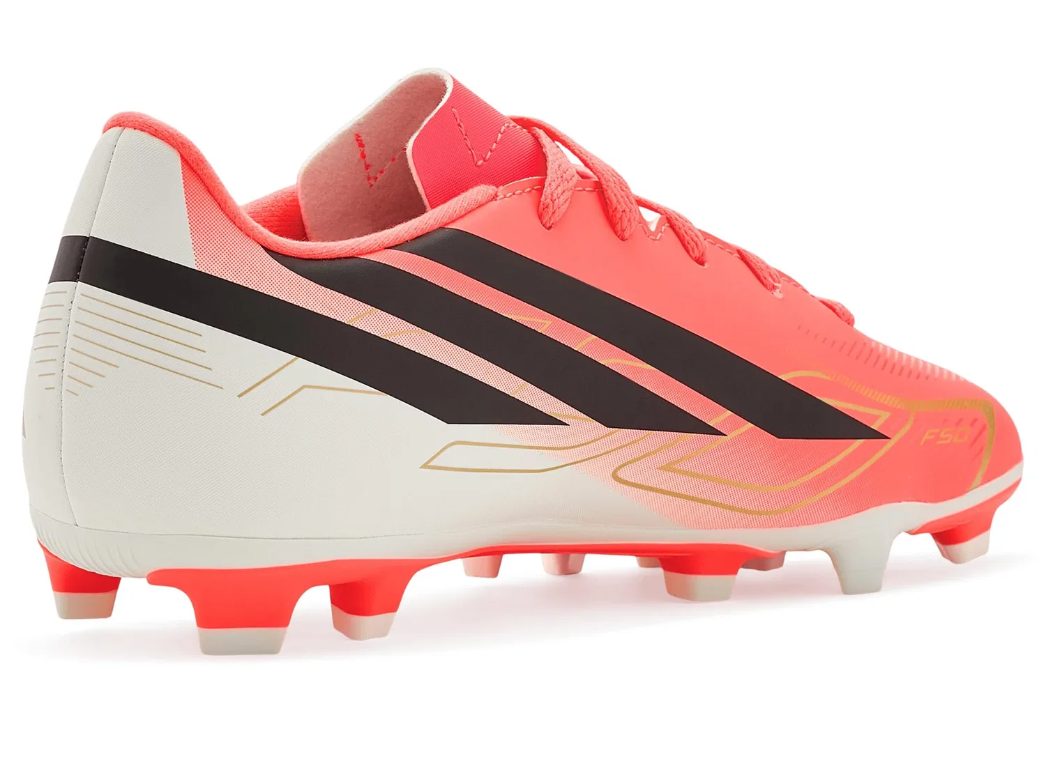 Бутсы F50 Hyperfast Club Firm Ground/Multi Ground Football (для маленьких и больших детей) Adidas Kids, Solar Turbo/Core Black/Gold Metallic — фото 4