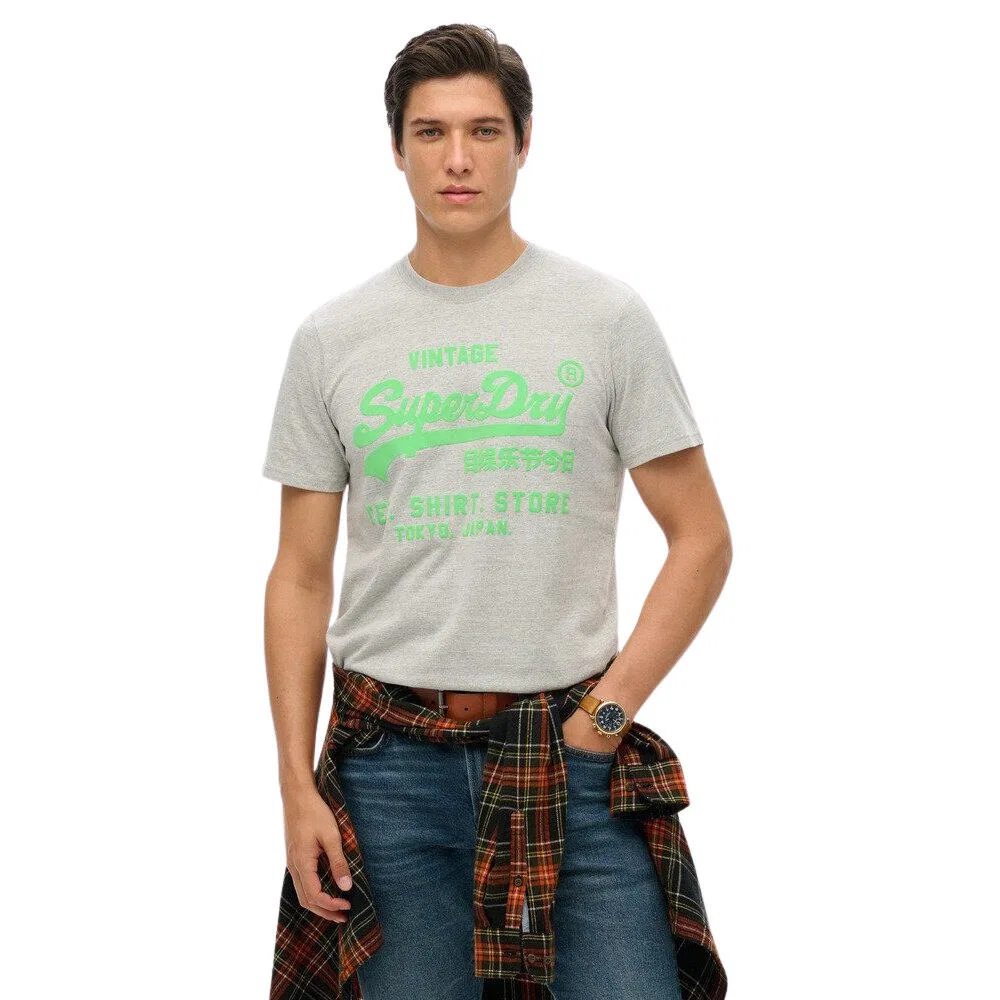 Мужская футболка с принтом Vintage Leuchtendes Logo Superdry, Grau — фото 2