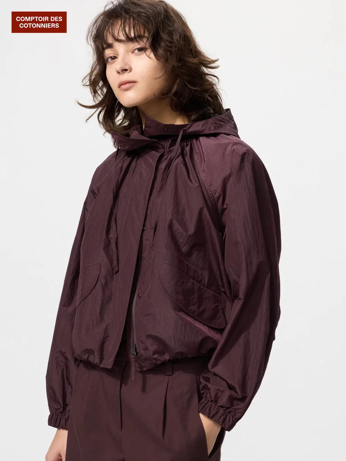 Парка Uniqlo, универсальная, темно-коричневый