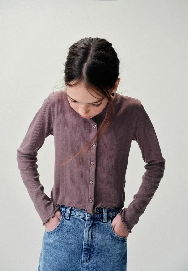Детский кардиган из трикотажа 3-pack pointelle long sleeve cardigans The Set purple lilac, cream, фиолетовый/сиреневый — фото 3