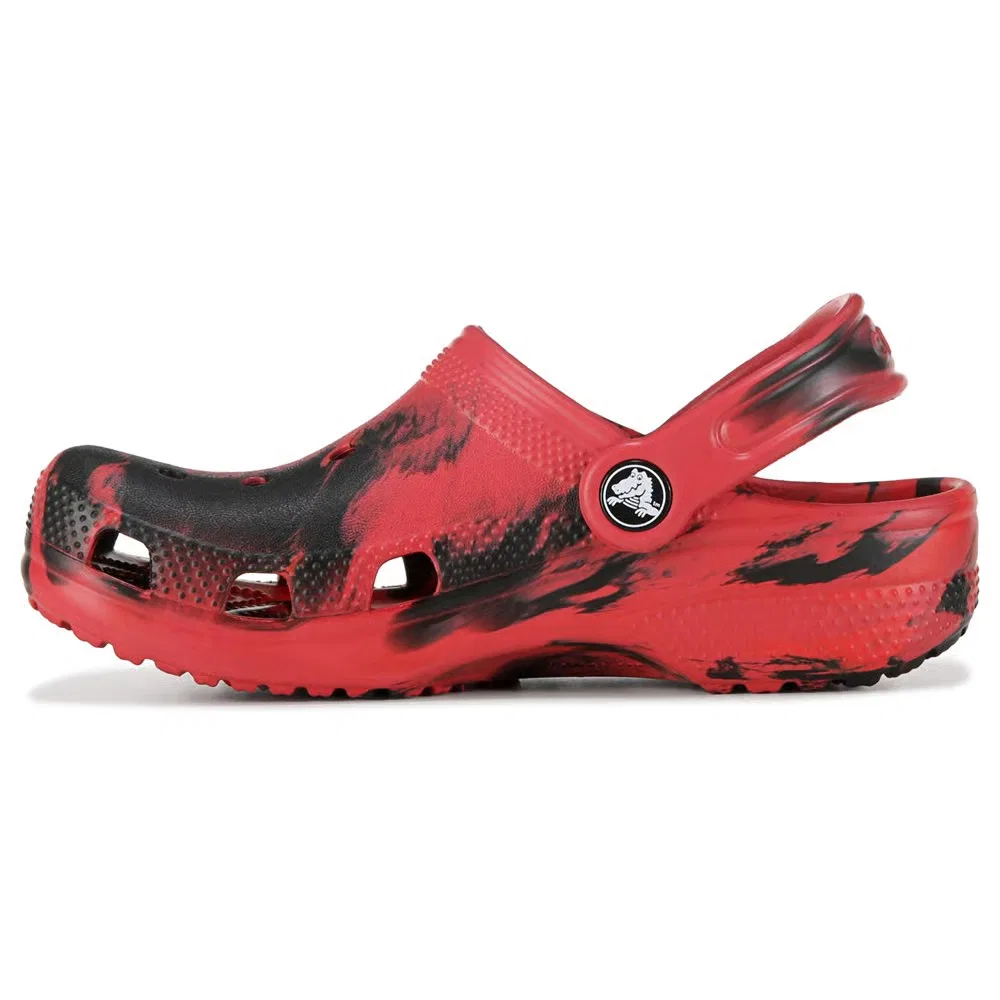 Детские классические сабо с мраморным рисунком Crocs, Red Pepper/Black — фото 3