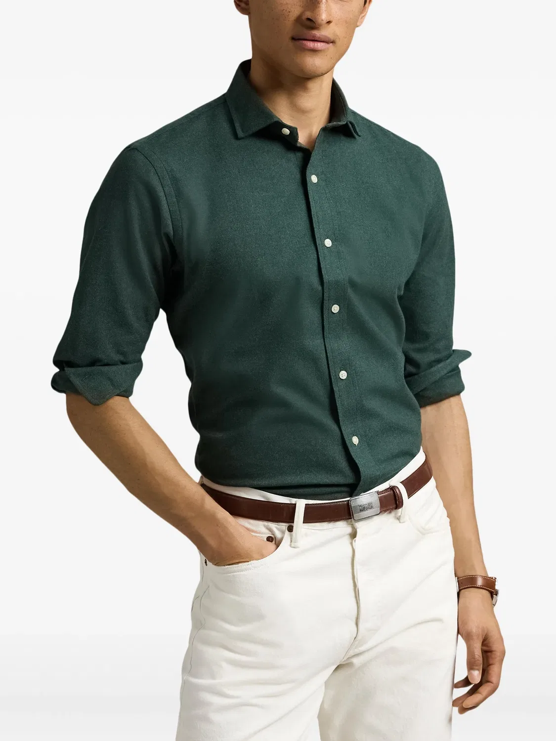 Рубашка с длинными рукавами зеленая Polo Ralph Lauren, зеленый — фото 3