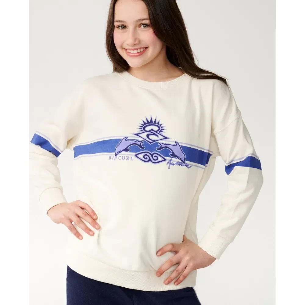Детский свитшот для девочек свободного кроя Archive Dolphin Rip curl, Beige — фото 3