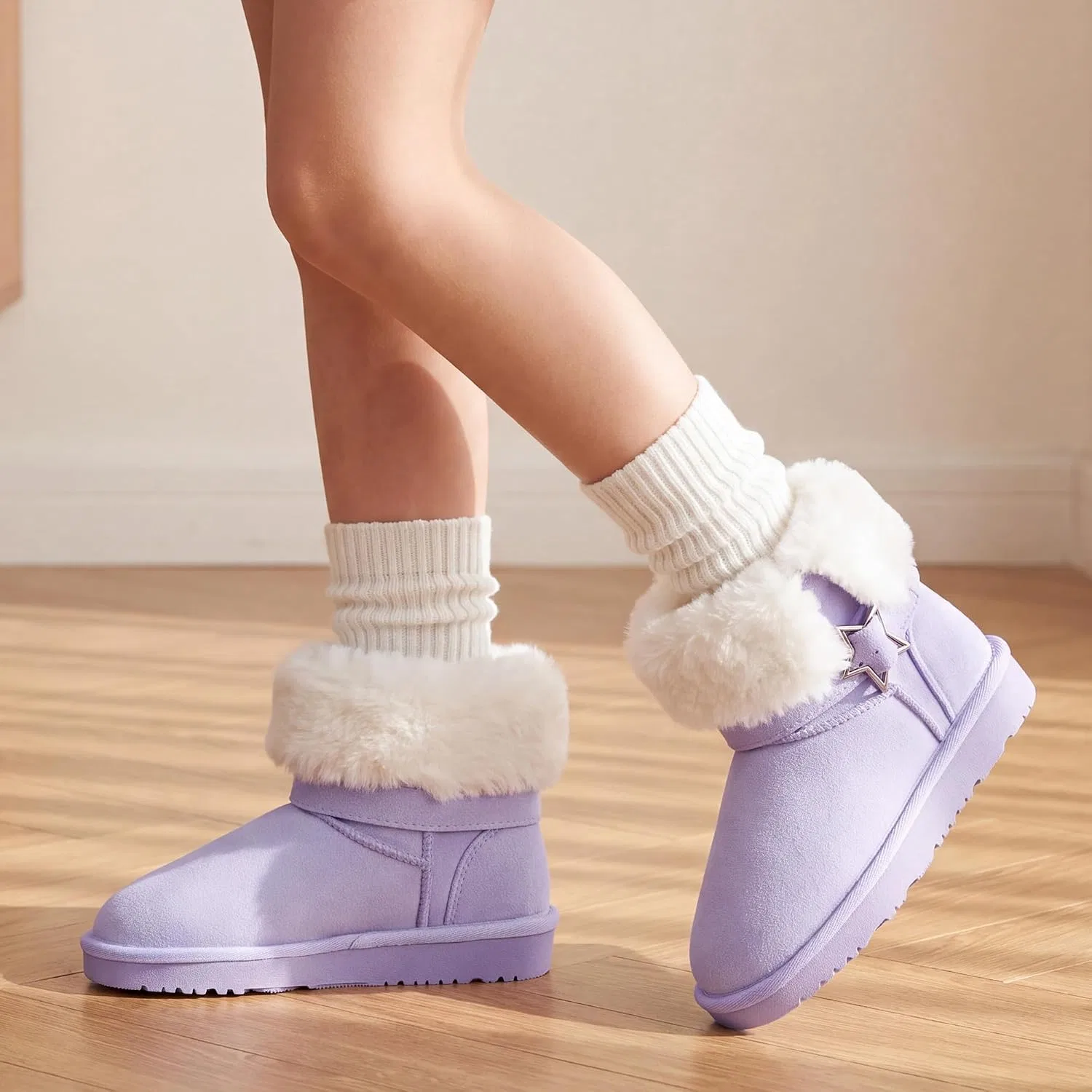 Детские зимние сапоги для девочек с искусственным мехом Stelle, Lavender — фото 2
