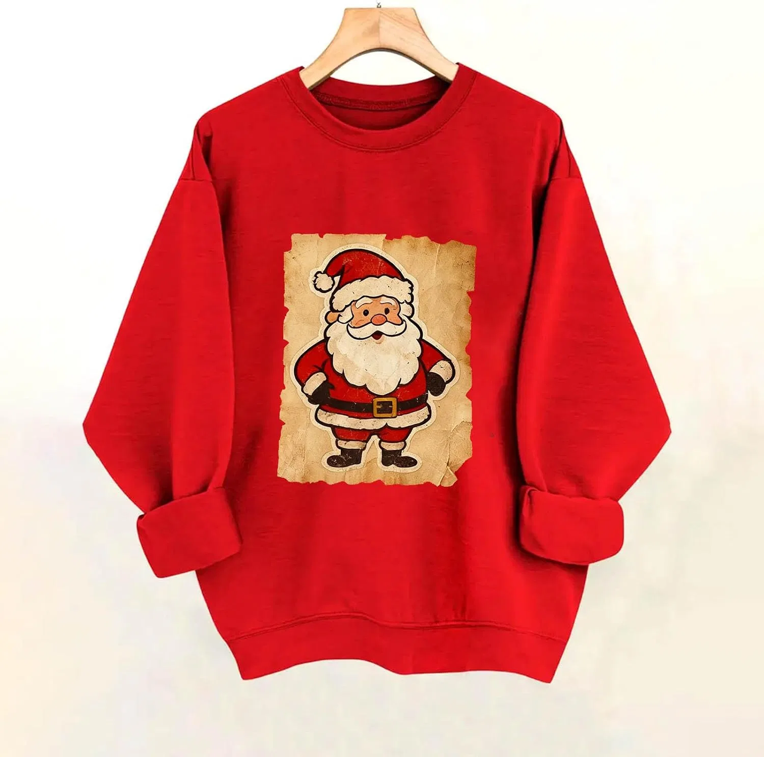 Женский свитшот с принтом Vintage Santa Graphic, красный — фото 4