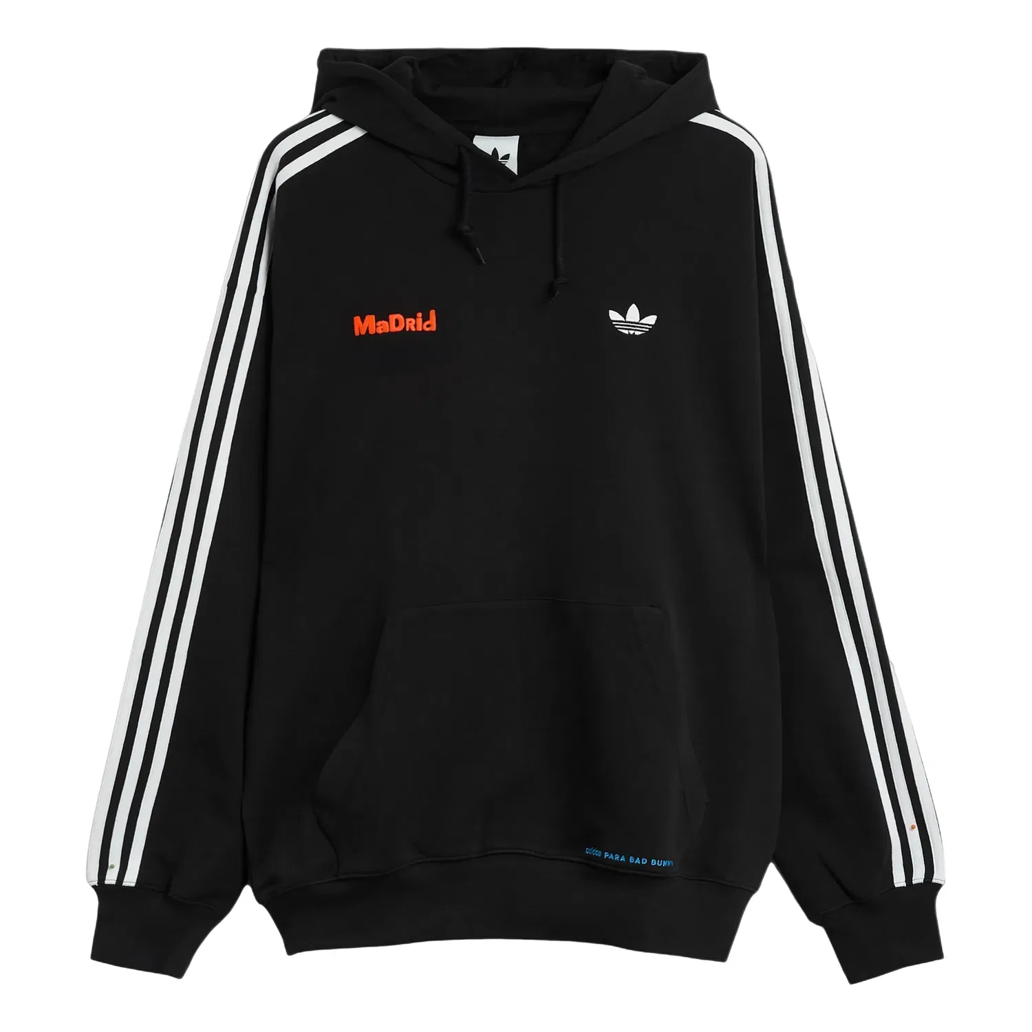 Мужское худи из футера с принтом Adidas Bad Bunny DtMF Tour Merch Madrid Relaxed Hoodie, черный — фото 2