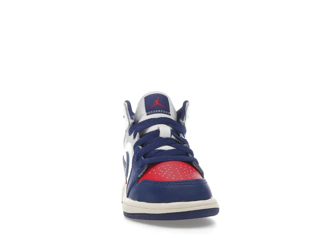 Детские кроссовки Lifestyle Jordan 1 Mid Jordan, White/University Red/Neutral Grey/Deep Royal Blue — фото 2
