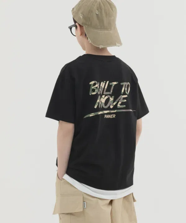 Футболка с камуфляжным принтом, Cool Cotton, Pianer Kids, черный — фото 3