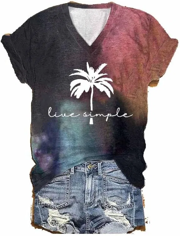 Женская футболка с принтом пальмы Live Simple, Tiedye