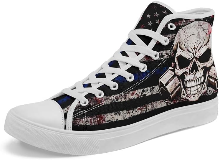 

Женские/мужские модные высокие кеды на шнуровке AWSOLE с черепом, черные текстильные кроссовки, нескользящие, удобные для повседневной носки и прогулок