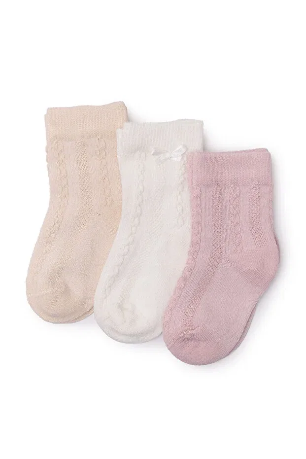 Детские носки для девочек с принтом 3-piece sock set Ebebek Hello Baby, Pink