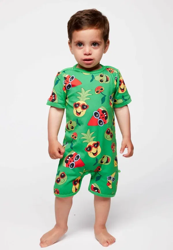 Комбинезон с фруктовым принтом Kortærmet med frugt - jumpsuit Smafolk, green, зеленый
