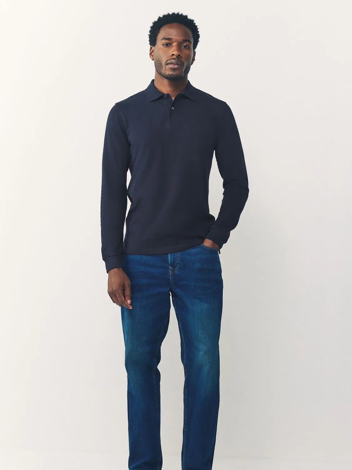 Поло с длинным рукавом, Slim Fit Next, темно-синий — фото 2