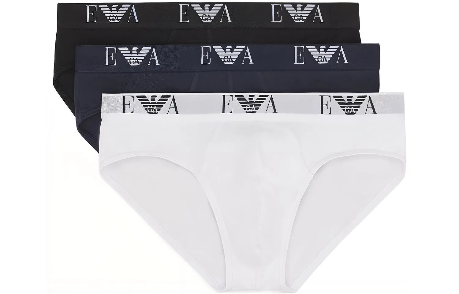 Мужской комплект трусов с логотипом Emporio Armani, 3 шт, Black/Blue/White