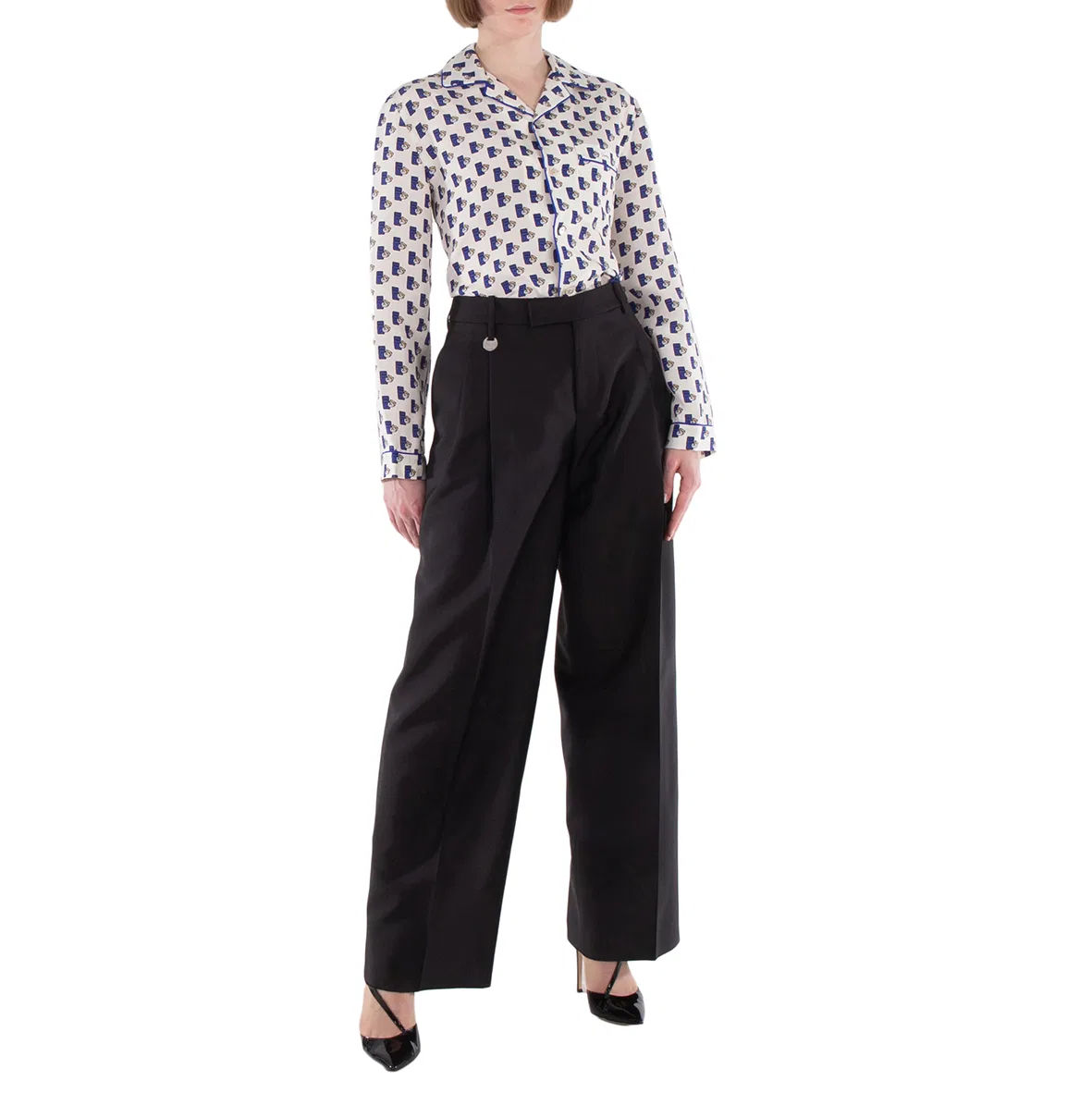 Блуза из шелка с принтом Postbox Silk Pyjama Shirt Burberry, Knight Ip Pattern — фото 2