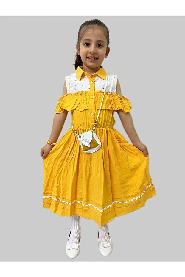 Детское платье для девочек с рюшами Esterella, Yellow