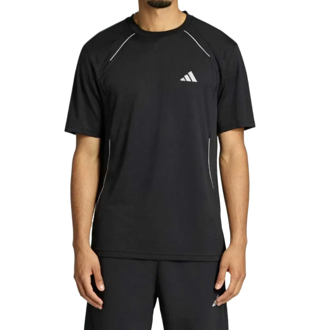 Футболка с круглым вырезом, облегающая, Adidas, Black