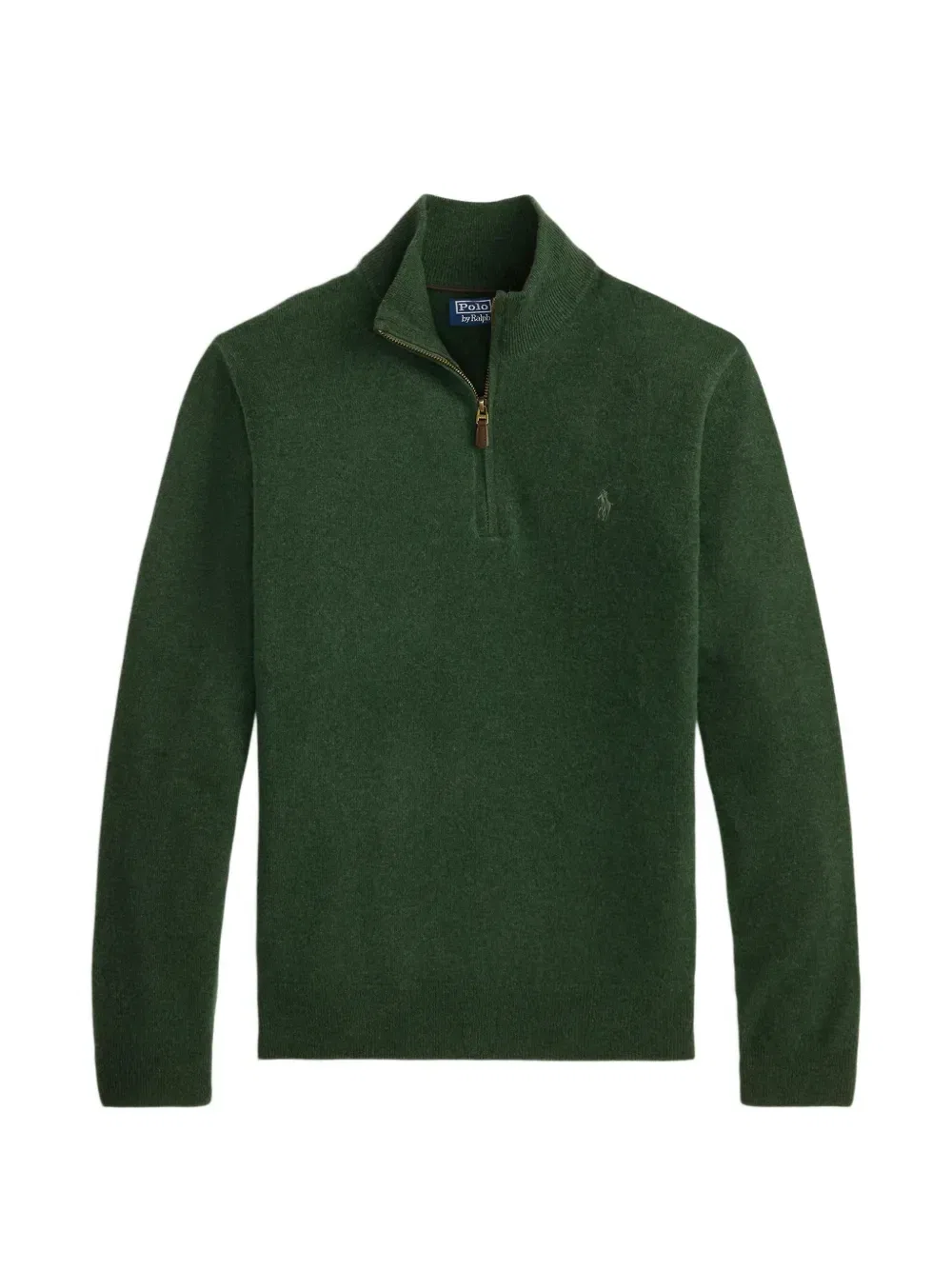 Свитер с воротником на молнии и вышивкой Polo Ralph Lauren, зеленый