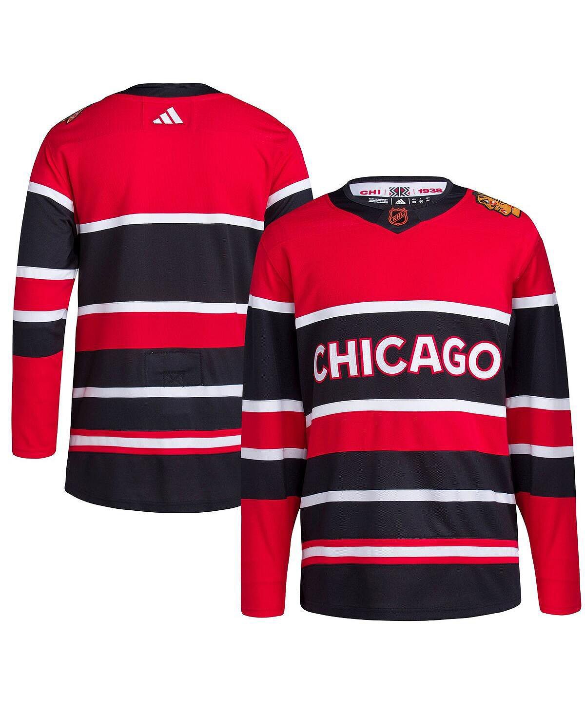 

Мужская красная футболка chicago blackhawks reverse retro 2.0 authentic blank jersey adidas, красный
