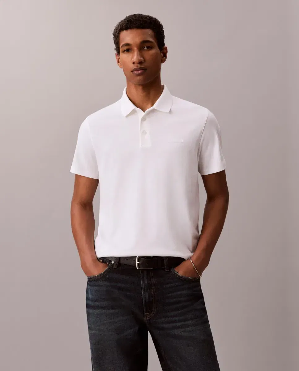 Мужское поло с коротким рукавом Slim Fit Supima Calvin Klein, Blanco