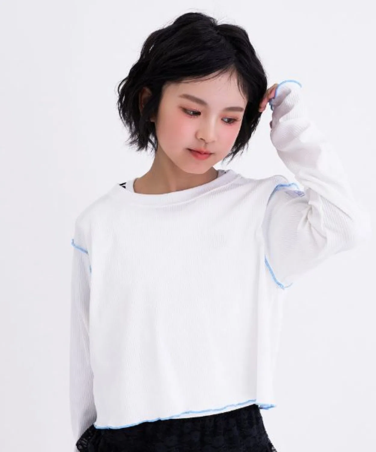 Детская футболка для плавания с длинным рукавомUV L/S TEE PINK-latte, White