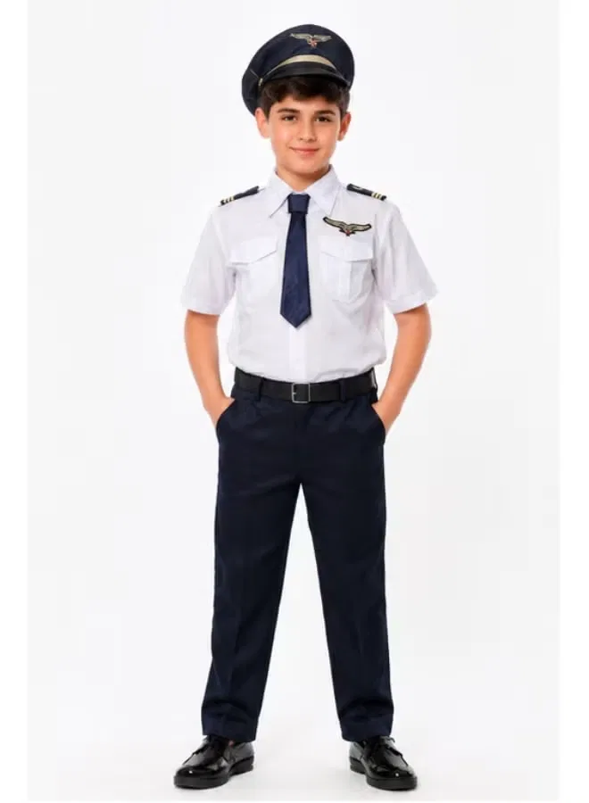Комплект костюм пилота с белой рубашкой Pilot Uniform Costumax, темно-синий — фото 4