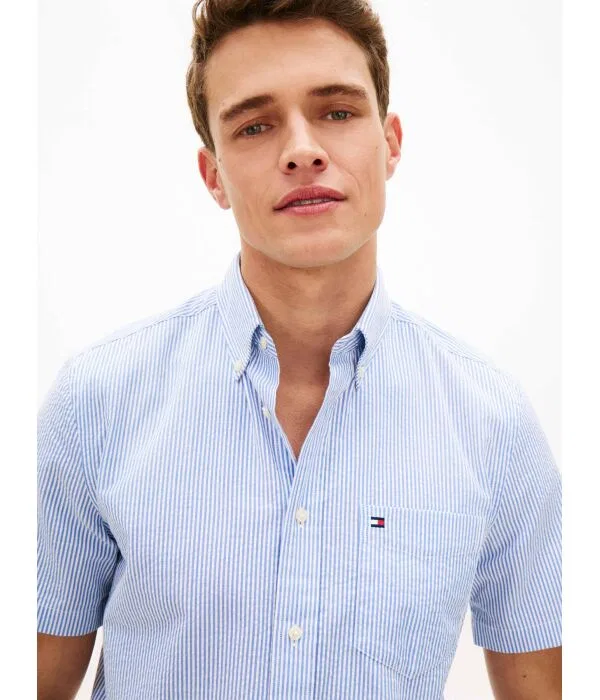 Мужская рубашка с коротким рукавом Tommy Hilfiger, синий — фото 4