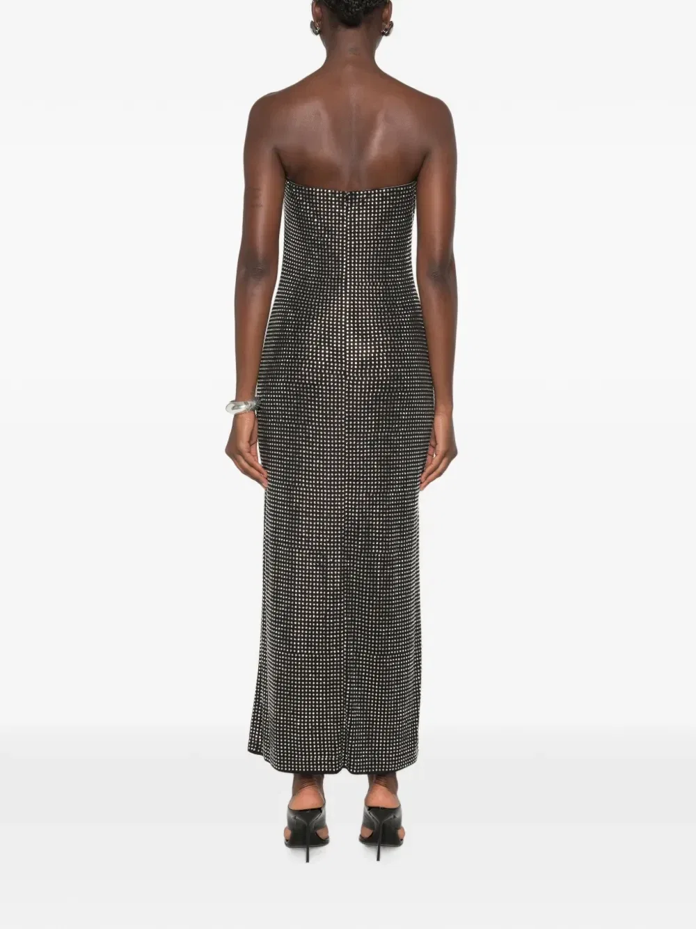 Асимметричное платье с завышенной и заниженной линией подола, украшенное кристаллами Alexander Wang, черный — фото 4