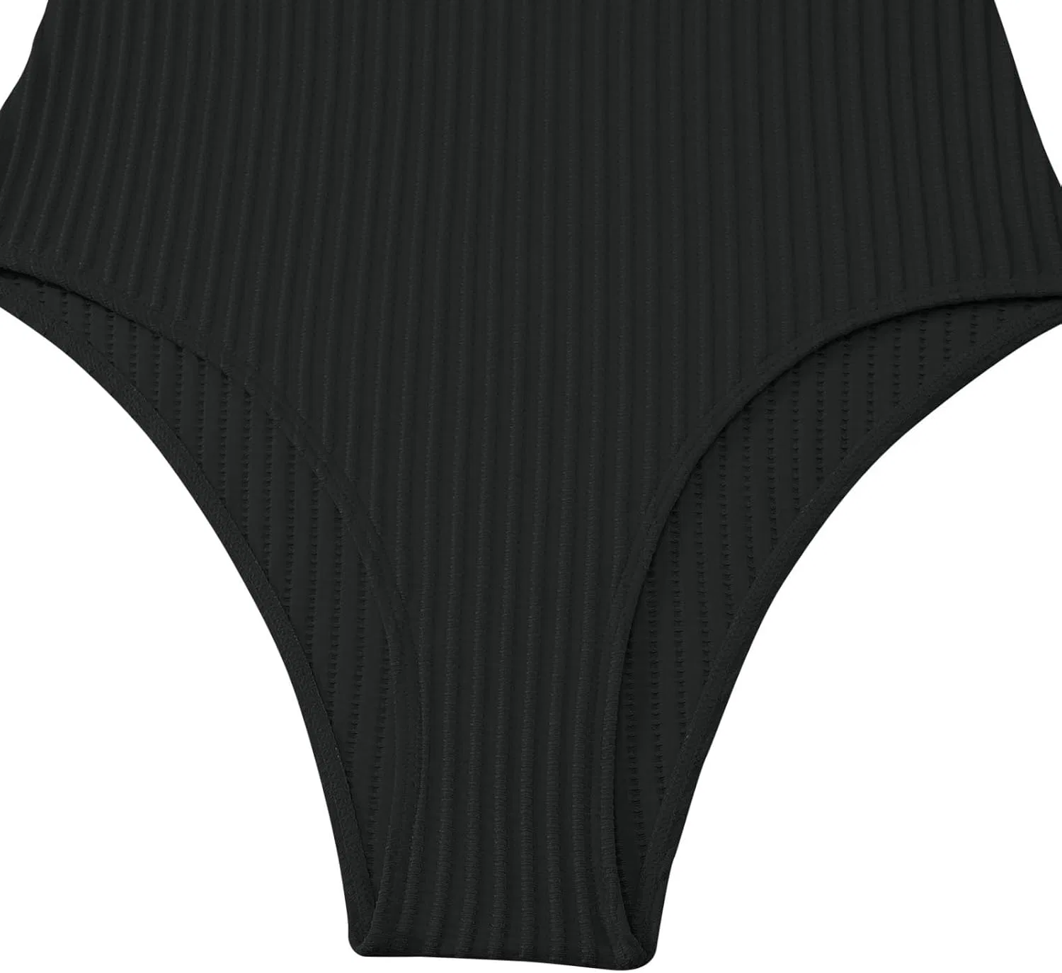 Женский слитный купальник с утяжкой живота Ribbed, Black — фото 4